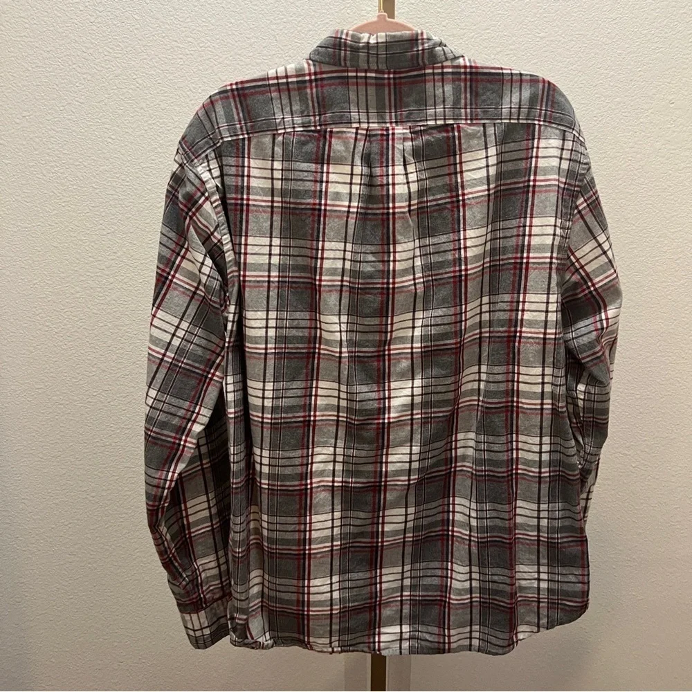 J.Crew flannel button-down slim fit long sleeve shirt Grey & Red Plaid XL
